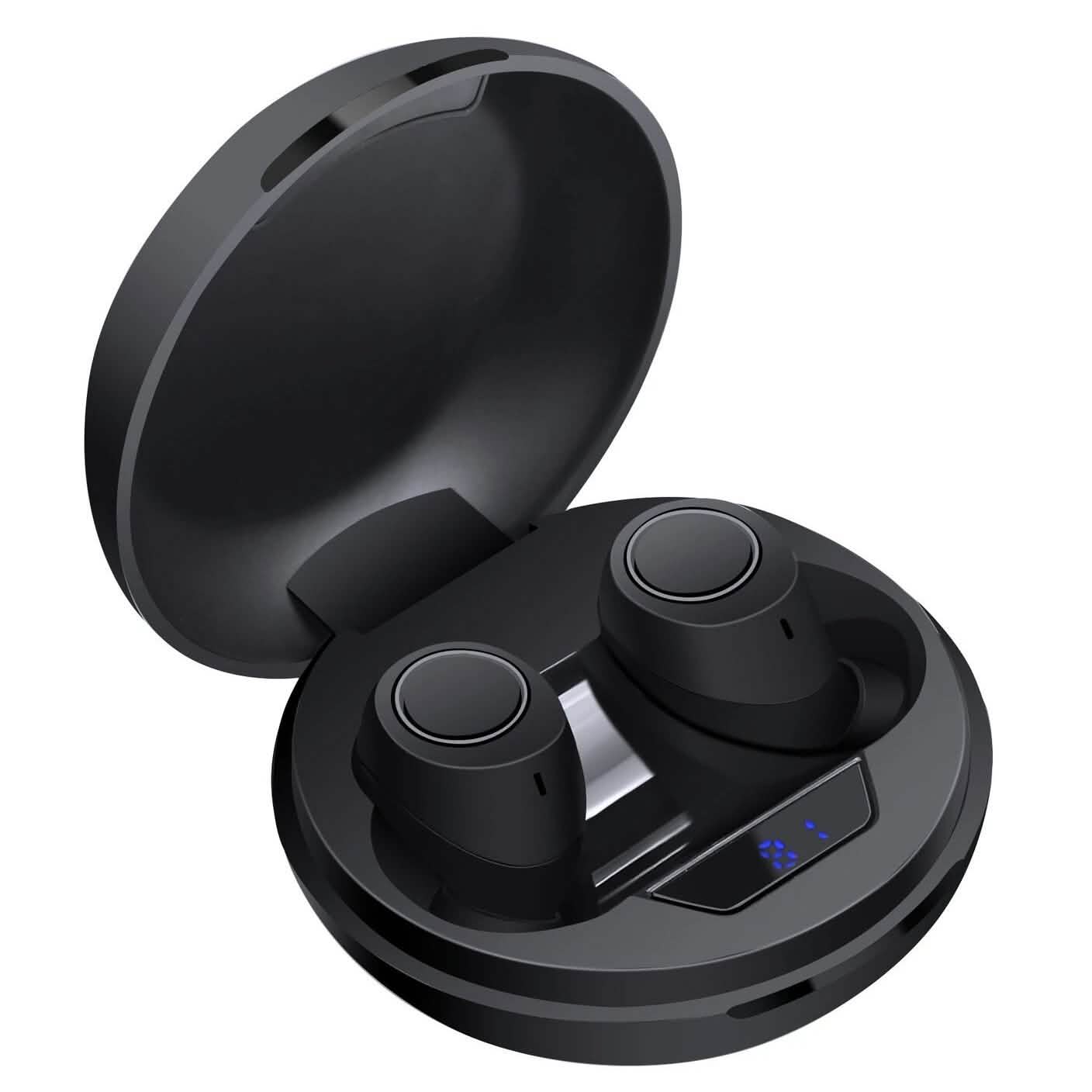Bluetooth 5.0 Wireless Headset Deep Bass Stereo Earbuds LCD Power Display DailySale