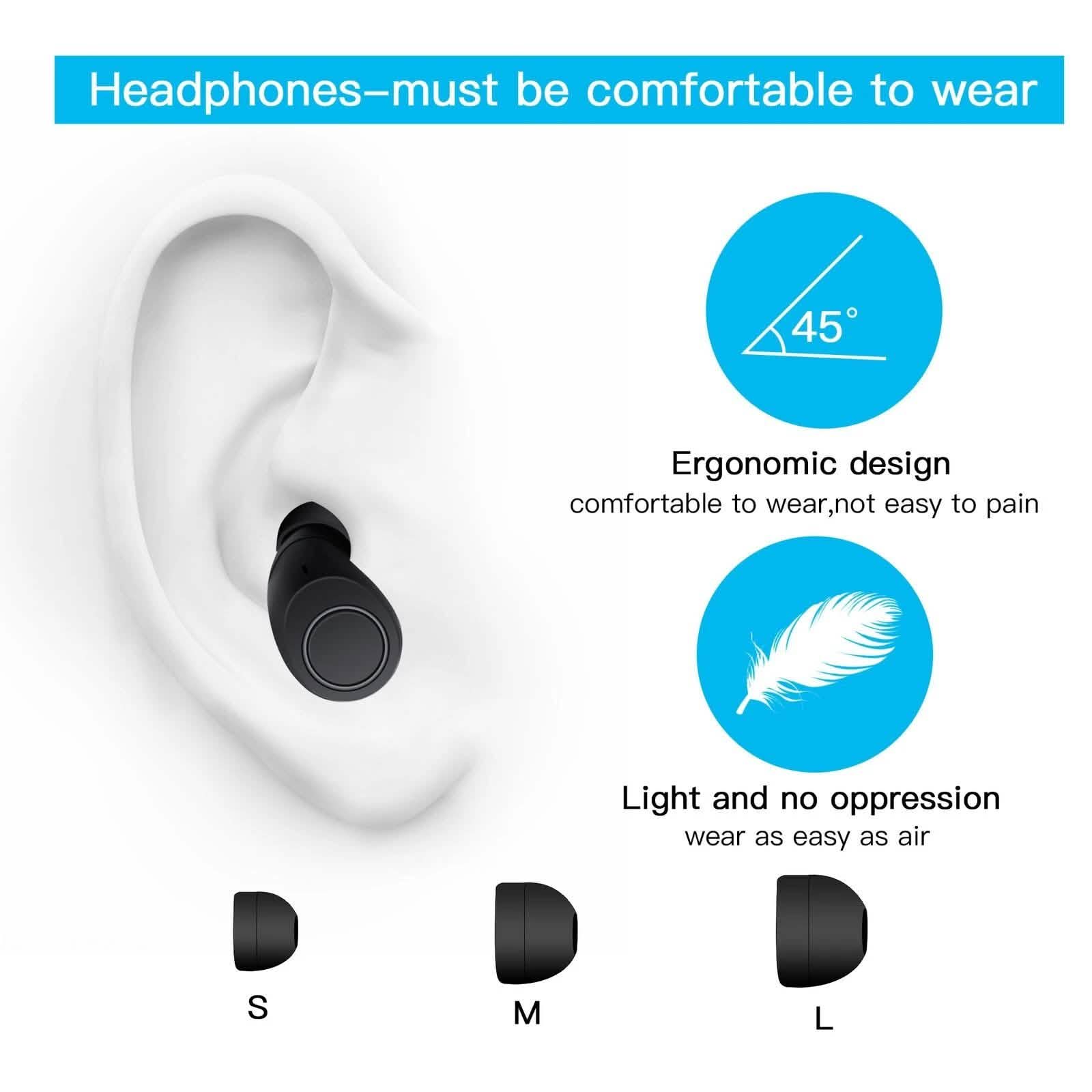 Bluetooth 5.0 Wireless Headset Deep Bass Stereo Earbuds LCD Power Display DailySale