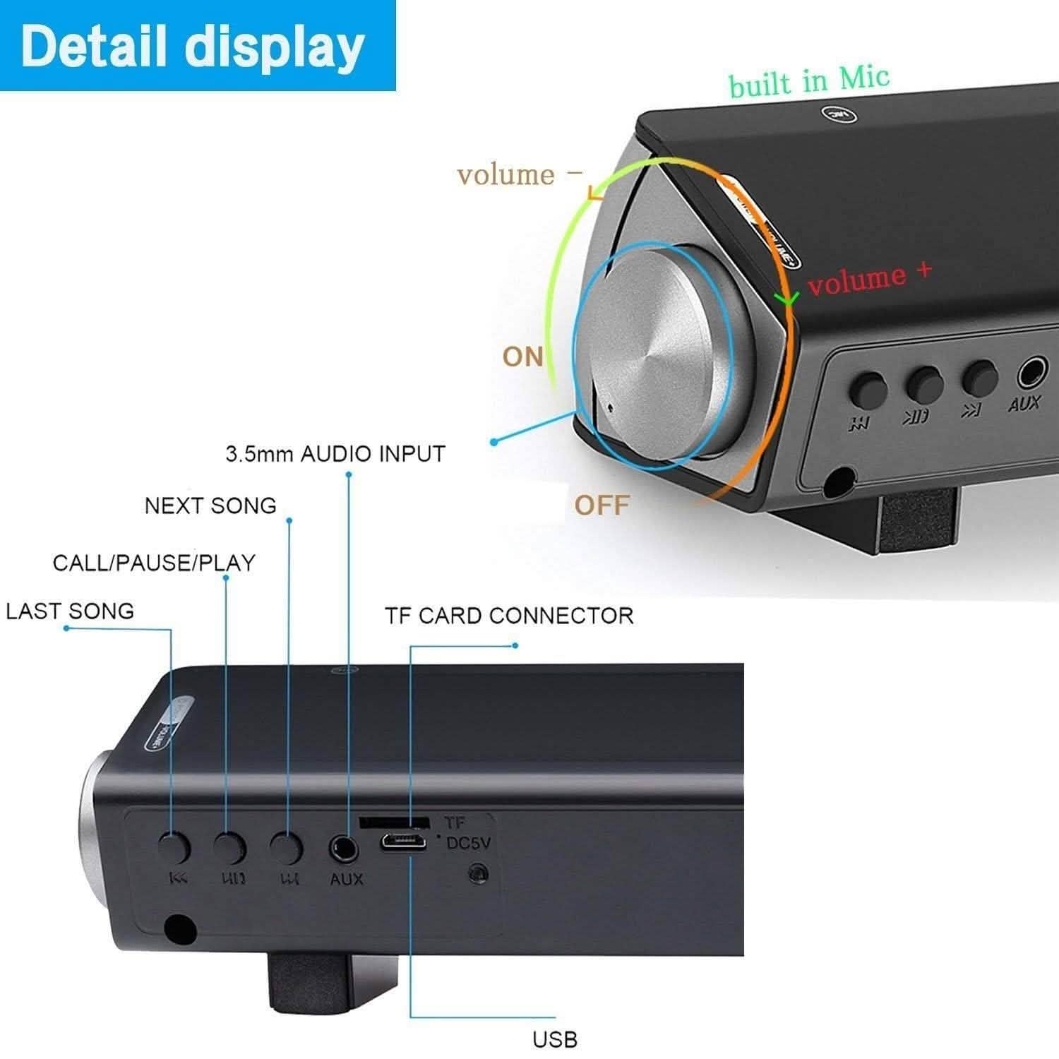 Bluetooth Sound Bar Wired and Wireless Mini Home Theater Audio DailySale