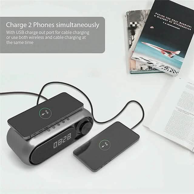 Bluetooth Speaker Wireless Charger with Alarm Clock DailySale