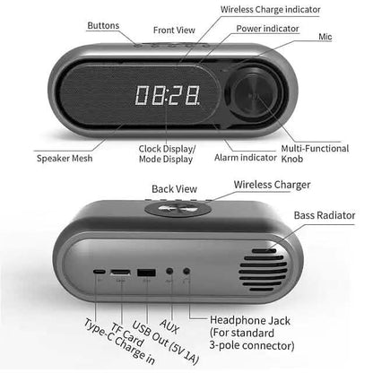 Bluetooth Speaker Wireless Charger with Alarm Clock DailySale