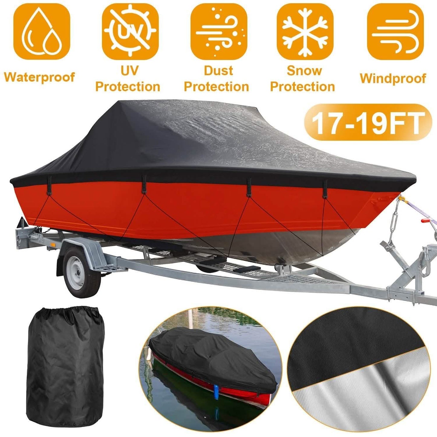 Boat Cover 210D Waterproof Dustproof Trailerable Boat Protector DailySale