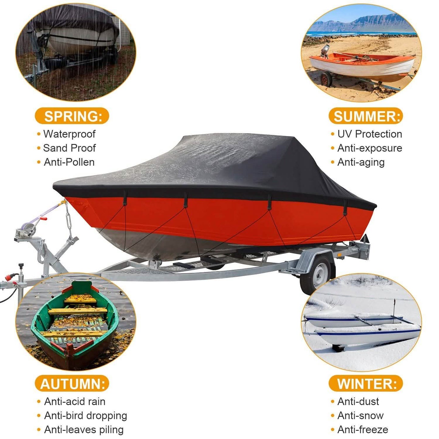 Boat Cover 210D Waterproof Dustproof Trailerable Boat Protector DailySale