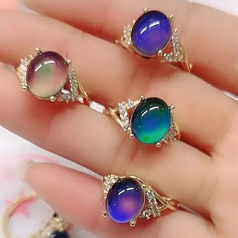 Boho Style Color Changing Mood Stone Cuff Rings DailySale