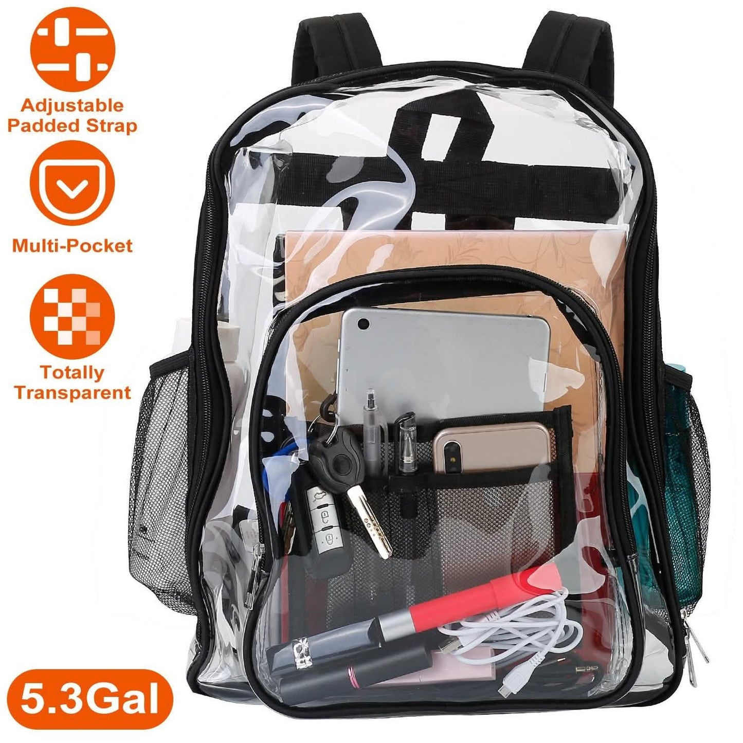Book Bag Waterproof PVC Clear Backpack 5.3Gal with Reinforced Strap DailySale