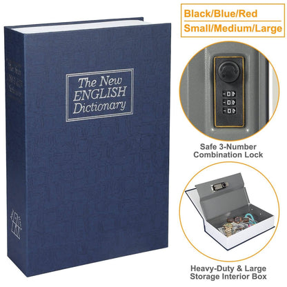 Book Safe with 3-Digit Combination Lock Storage Box DailySale