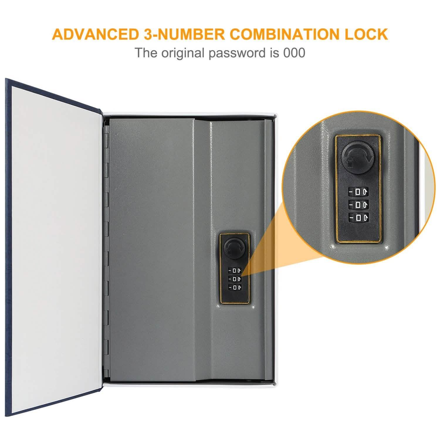 Book Safe with 3-Digit Combination Lock Storage Box DailySale