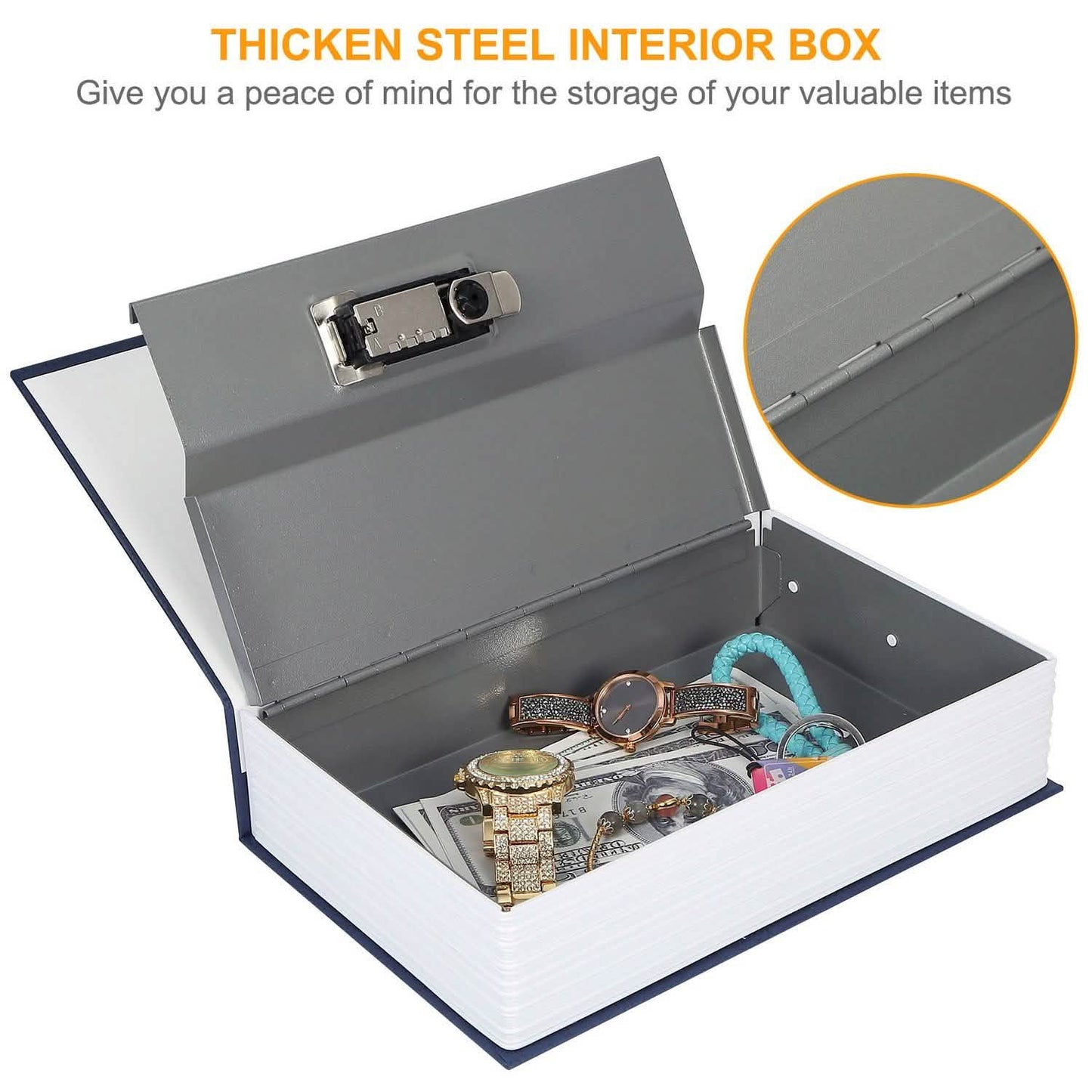Book Safe with 3-Digit Combination Lock Storage Box DailySale