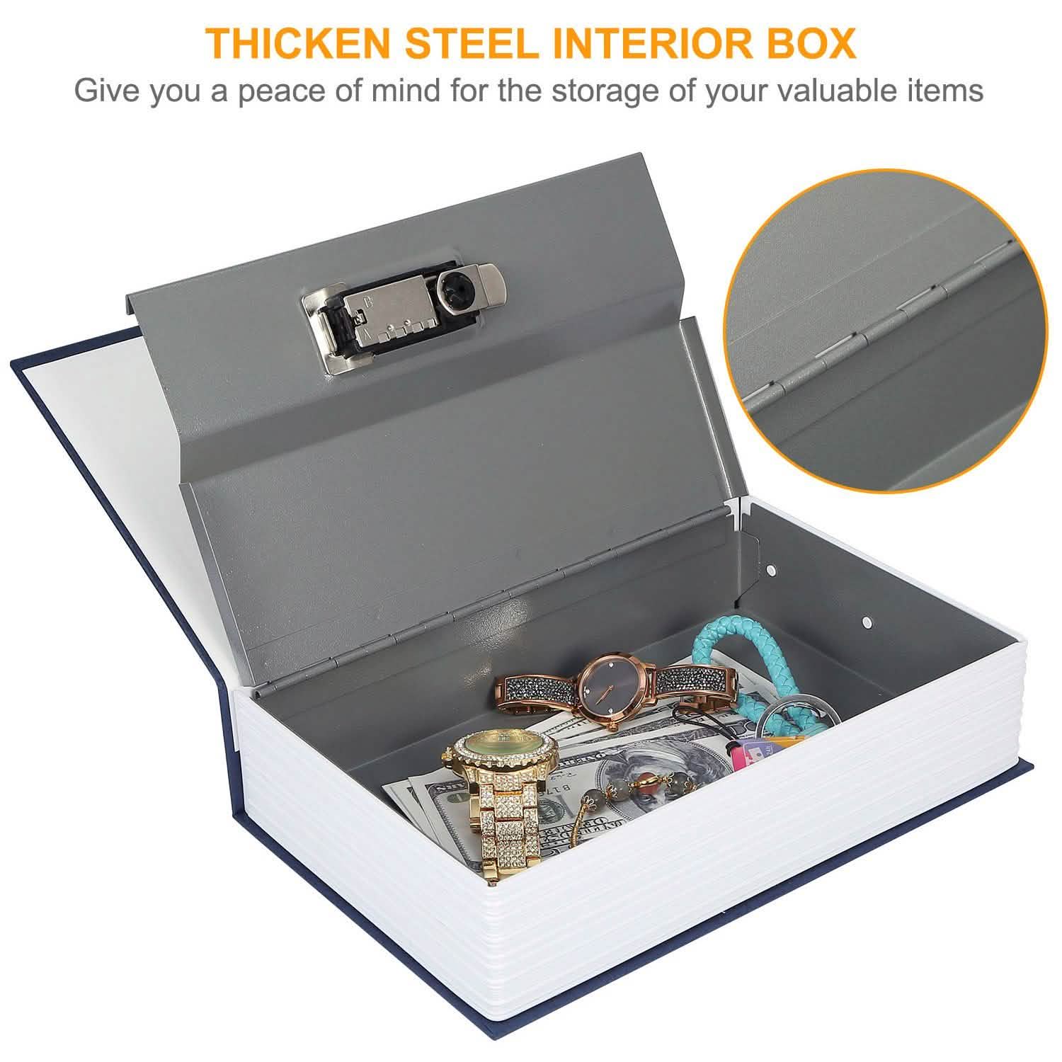 Book Safe with 3-Digit Combination Lock Storage Box DailySale