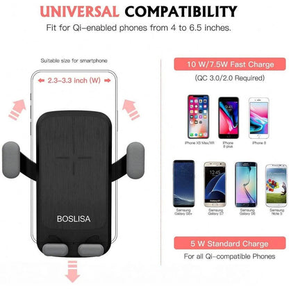 Boslisa Qi Gravity Wireless Car Charger Mount DailySale