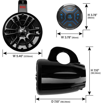 BOSS Audio Systems MG150T.4 Marine ATV UTV Waketower Speakers Gauge Receiver (Built-in 2 CH Amplifier) (Refurbished) DailySale