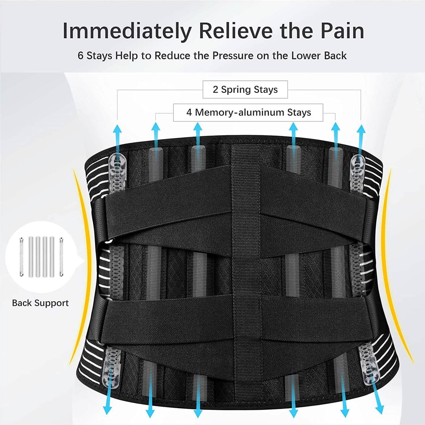 Braces for Lower Back Pain Relief with 6 Stays DailySale