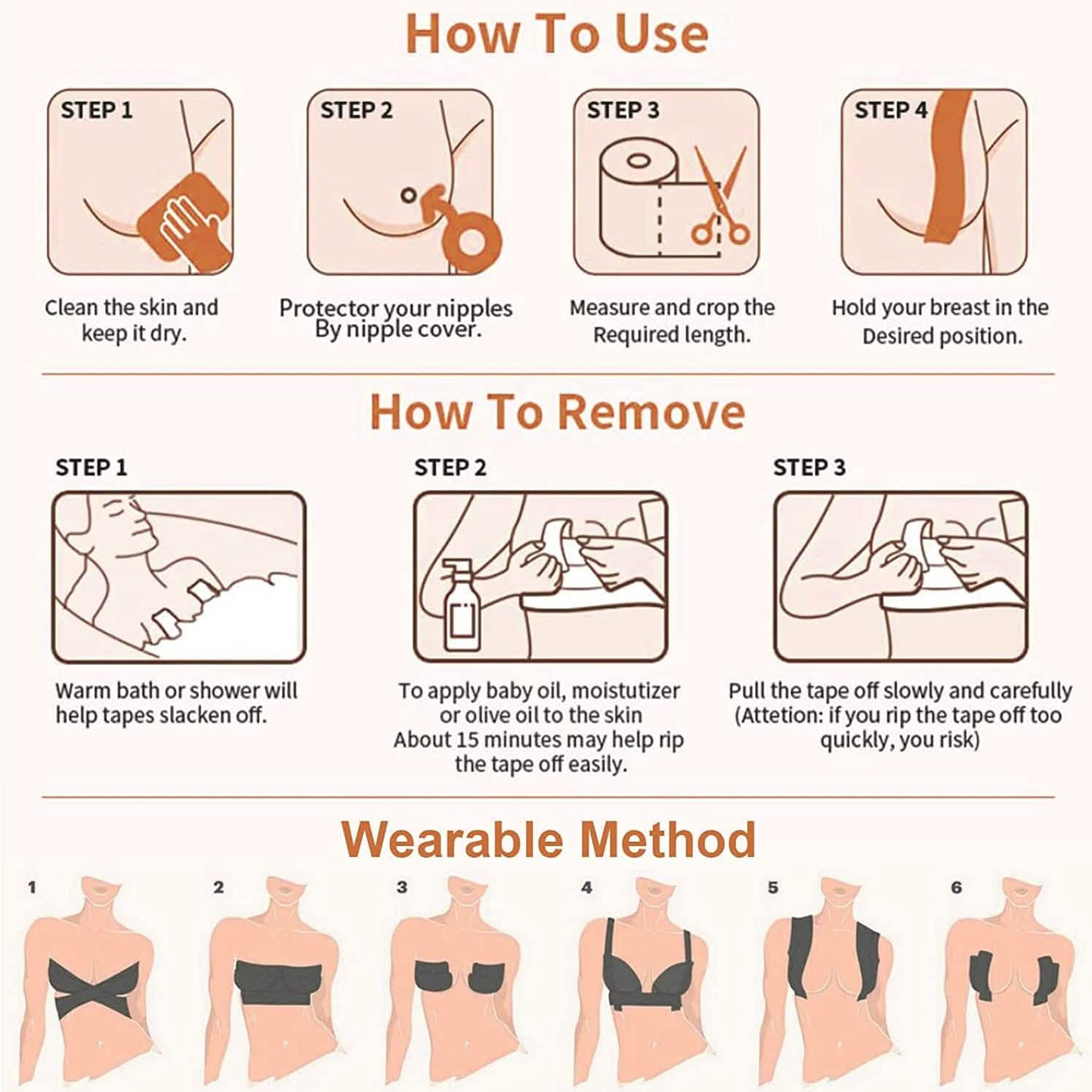 Breast Lift Tape for A-E Cup Large Breast, Breathable Push Up Tape DailySale