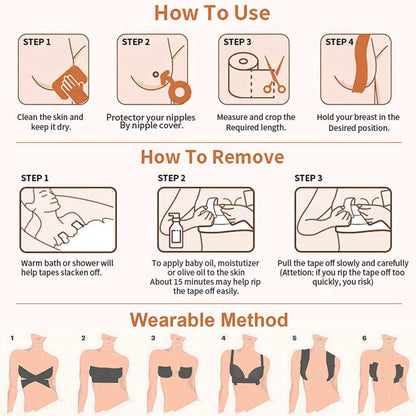 Breast Lift Tape for A-E Cup Large Breast, Breathable Push Up Tape DailySale