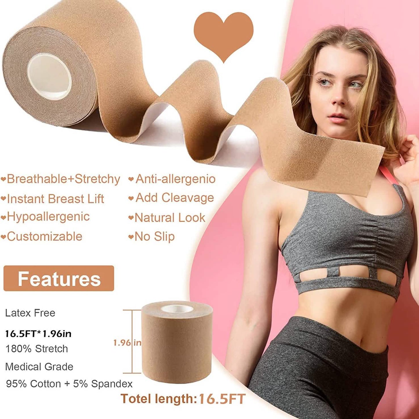 Breast Lift Tape for A-E Cup Large Breast, Breathable Push Up Tape DailySale