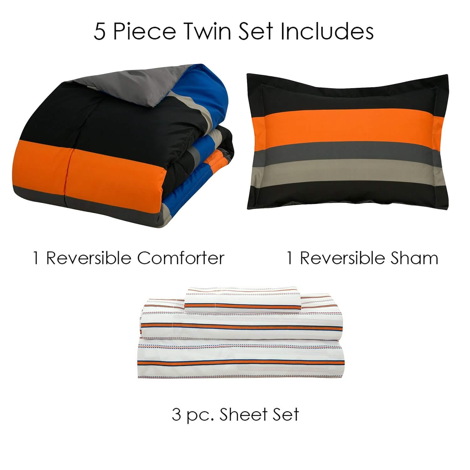 Brooklyn Flat Rugby Stripe Bed-in-a-Bag Set DailySale