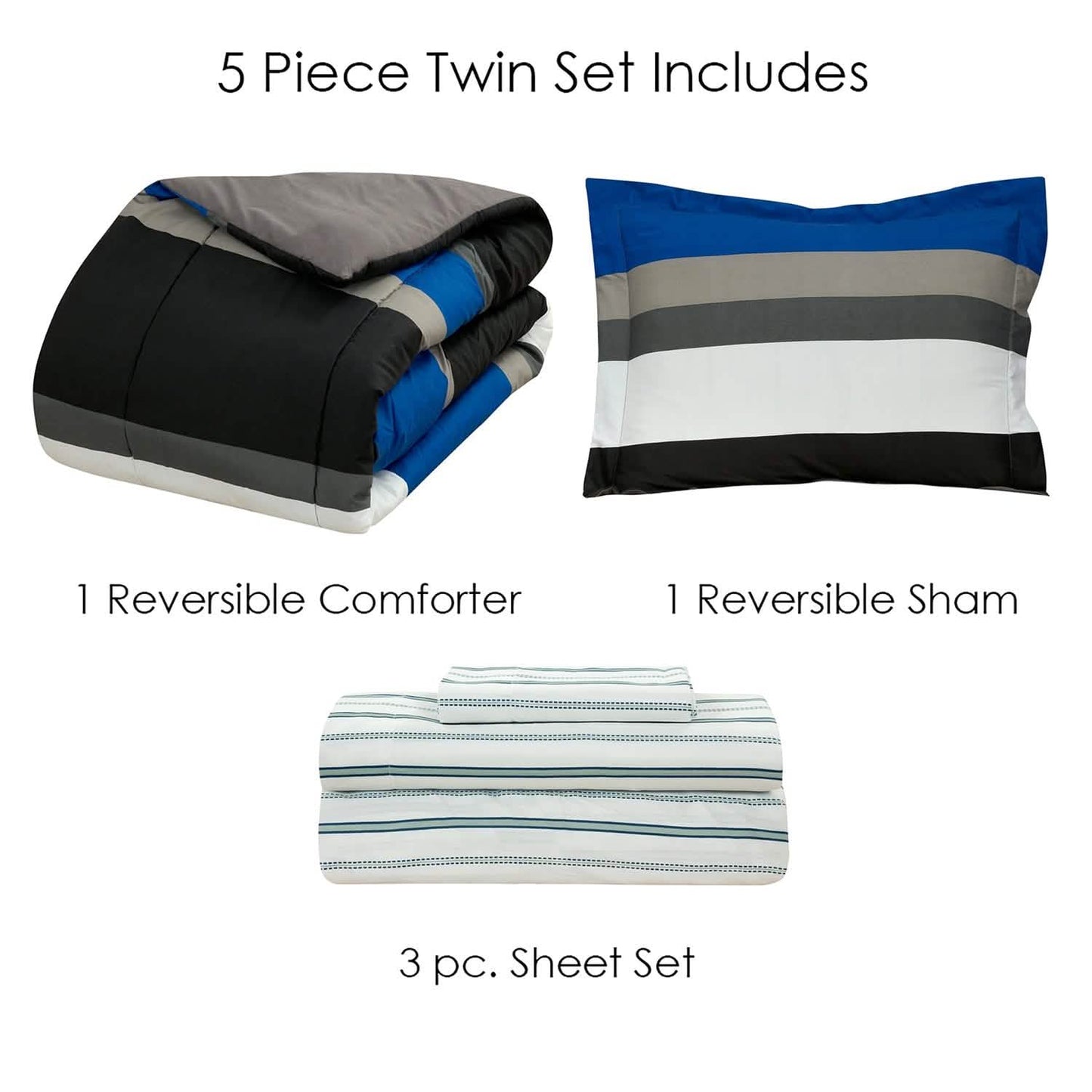 Brooklyn Flat Rugby Stripe Bed-in-a-Bag Set DailySale