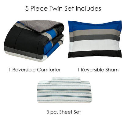 Brooklyn Flat Rugby Stripe Bed-in-a-Bag Set DailySale