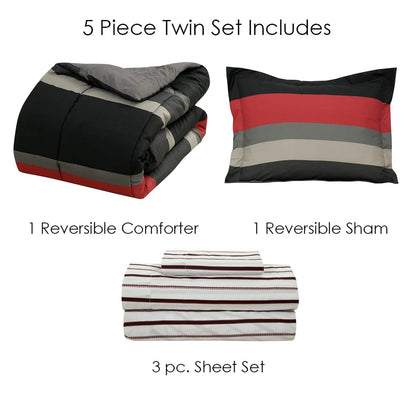 Brooklyn Flat Rugby Stripe Bed-in-a-Bag Set DailySale