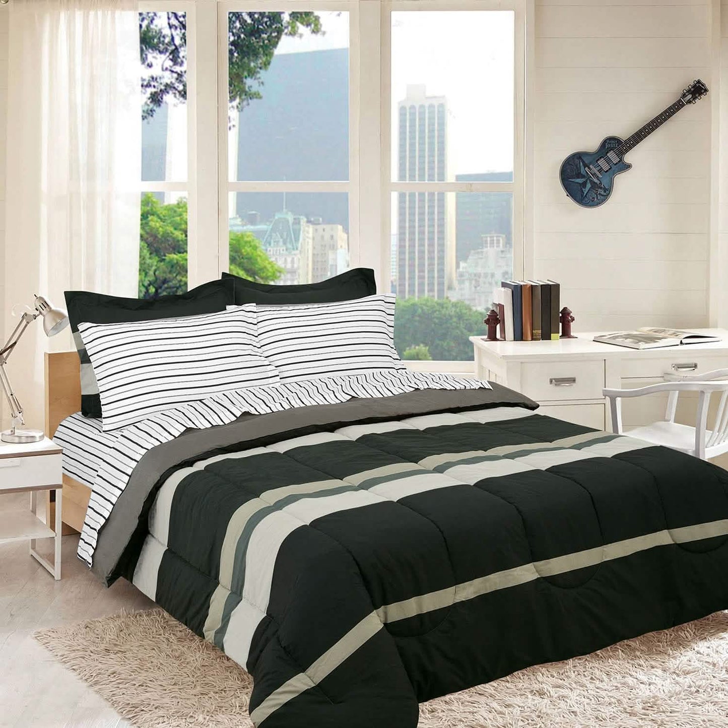 Brooklyn Flat Rugby Stripe Bed-in-a-Bag Set DailySale