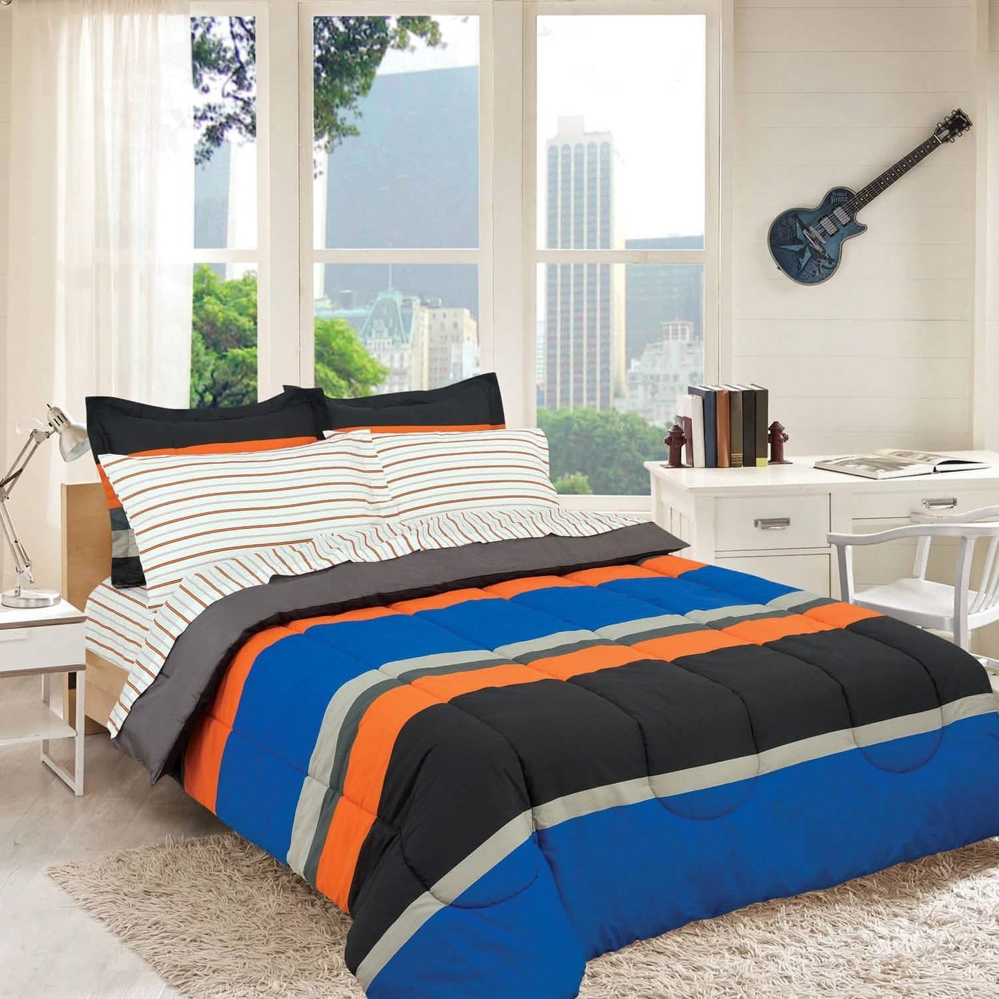 Brooklyn Flat Rugby Stripe Bed-in-a-Bag Set DailySale
