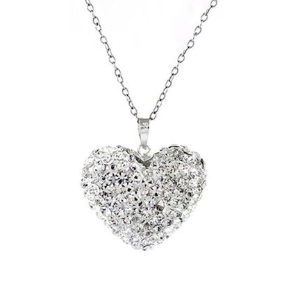 Bubble Heart Pendant in Solid Sterling Silver Made with Swarovski Elements DailySale
