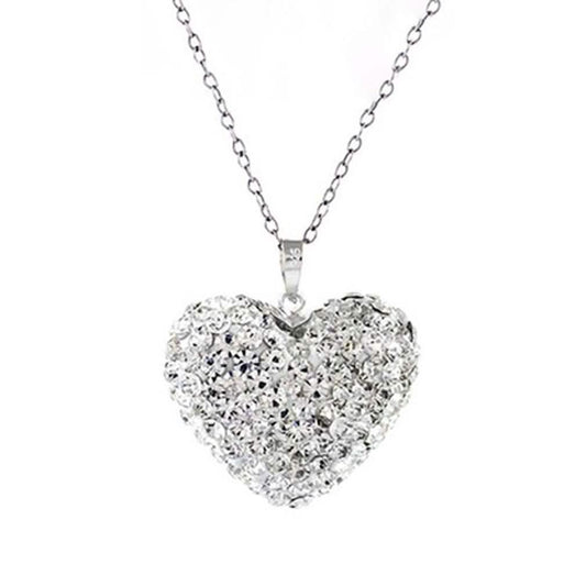 Bubble Heart Pendant in Solid Sterling Silver Made with Swarovski Elements DailySale