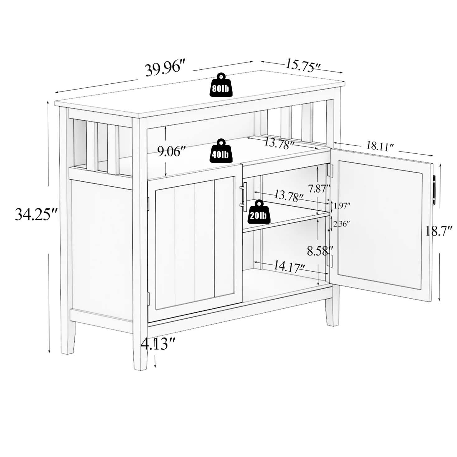 Buffet Cabinet Kitchen Storage Sideboard DailySale