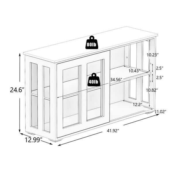 Buffet Sideboard with Sliding Glass Door and Adjustable Shelf DailySale