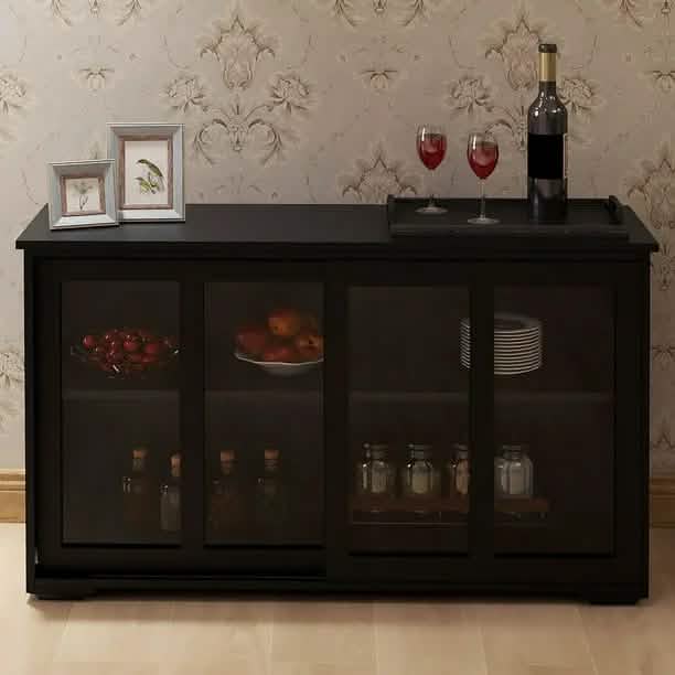Buffet Sideboard with Sliding Glass Door and Adjustable Shelf DailySale