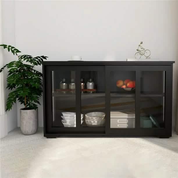 Buffet Sideboard with Sliding Glass Door and Adjustable Shelf DailySale