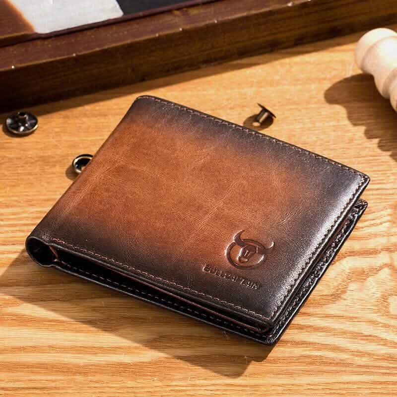 BULLCAPTAIN Men Genuine Leather Vintager RFID Blocking Anti-theft Wallet DailySale