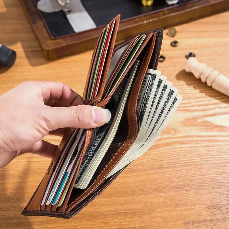 BULLCAPTAIN Men Genuine Leather Vintager RFID Blocking Anti-theft Wallet DailySale