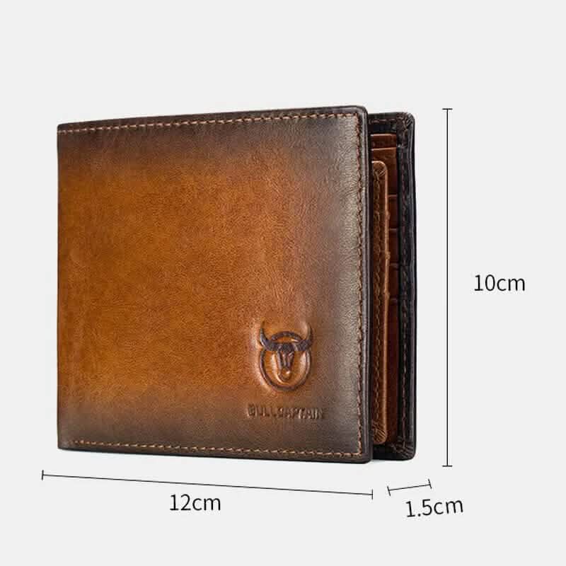 BULLCAPTAIN Men Genuine Leather Vintager RFID Blocking Anti-theft Wallet DailySale