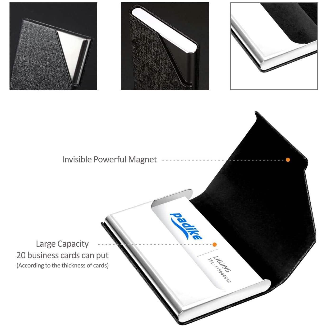 Business Name Card Holder Luxury PU Leather and Stainless Steel Multi Card Case DailySale