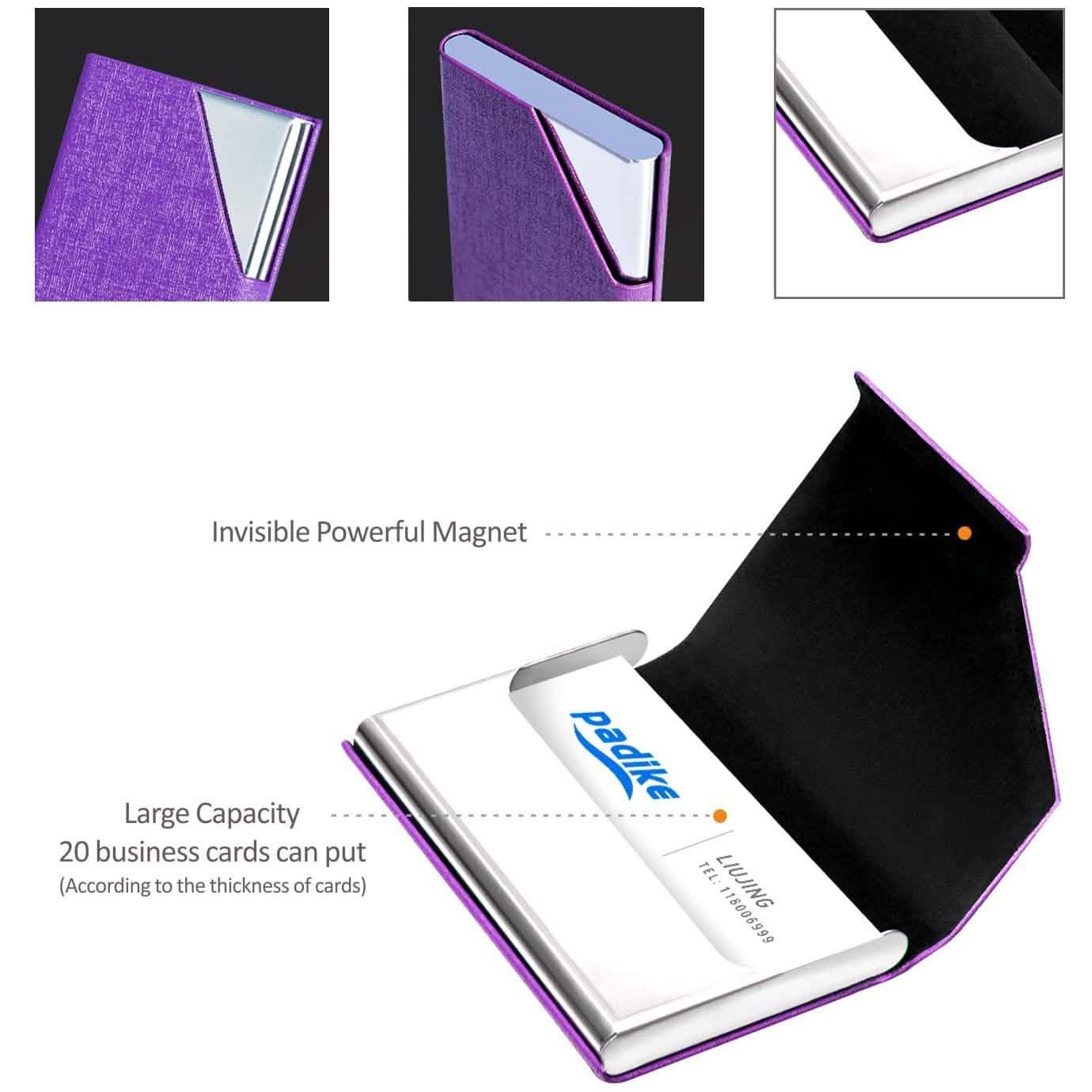 Business Name Card Holder Luxury PU Leather and Stainless Steel Multi Card Case DailySale
