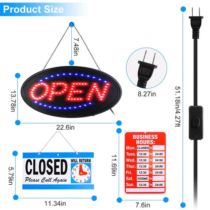 Business Neon Open Sign Advertisement Board with Steady Flashing Modes DailySale