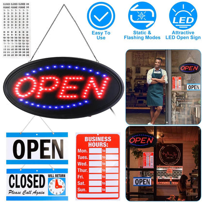 Business Neon Open Sign Advertisement Board with Steady Flashing Modes DailySale