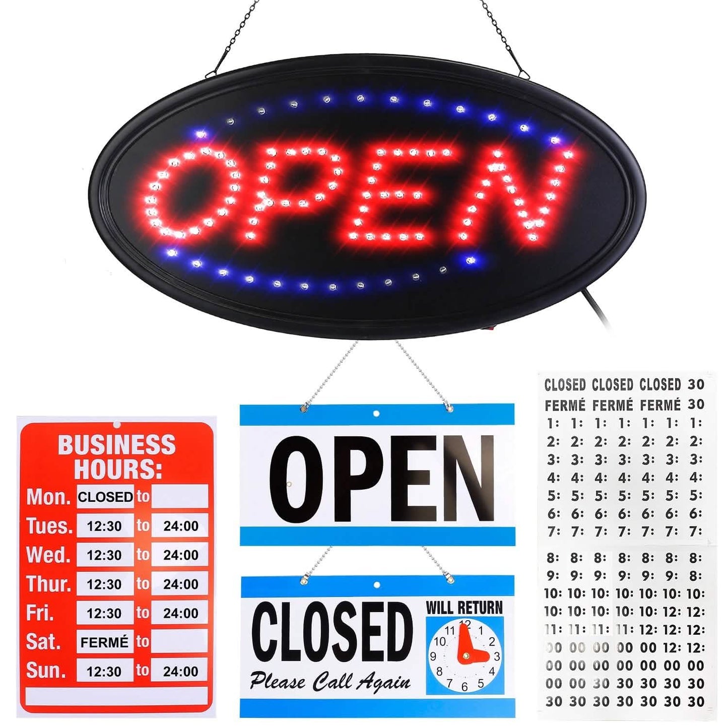 Business Neon Open Sign Advertisement Board with Steady Flashing Modes DailySale