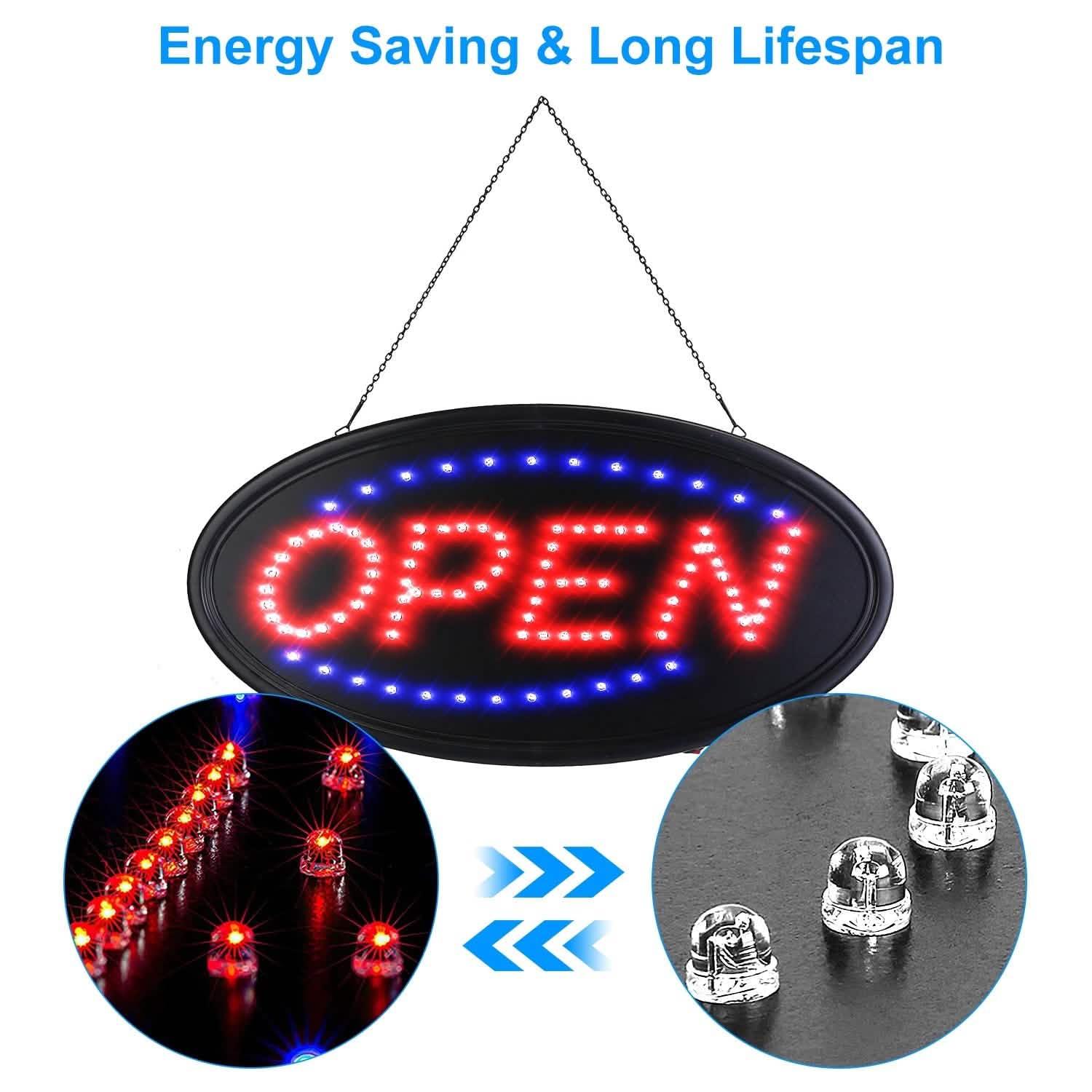 Business Neon Open Sign Advertisement Board with Steady Flashing Modes DailySale
