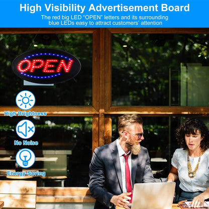 Business Neon Open Sign Advertisement Board with Steady Flashing Modes DailySale
