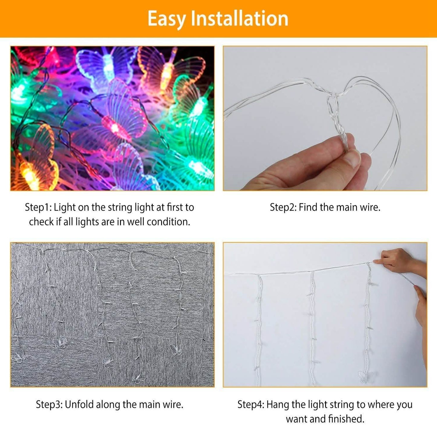Butterfly Curtain String Lights USB Powered with 8 Modes 96 LED Remote Control DailySale