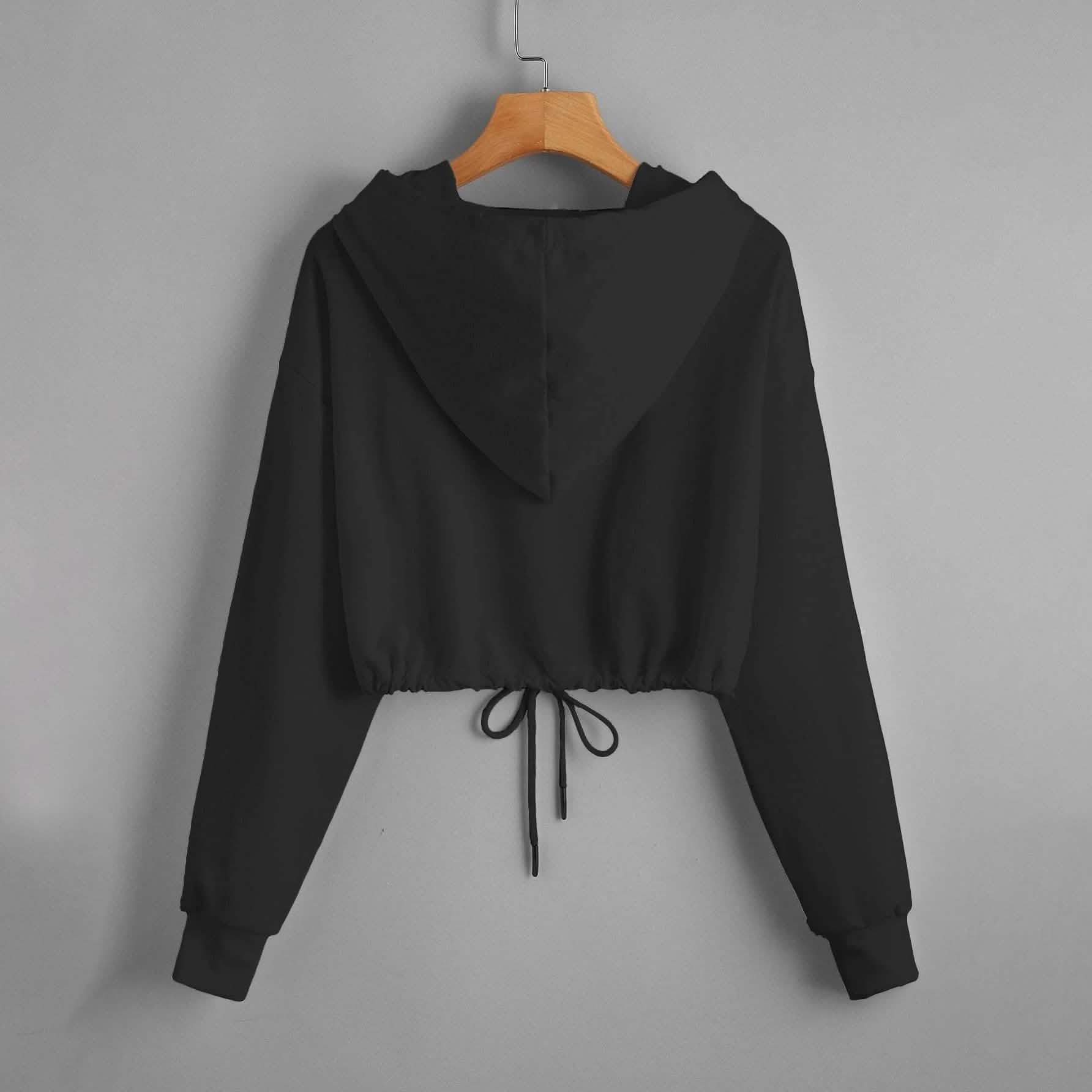 Butterfly Print Drawstring Hem Hoodie DailySale