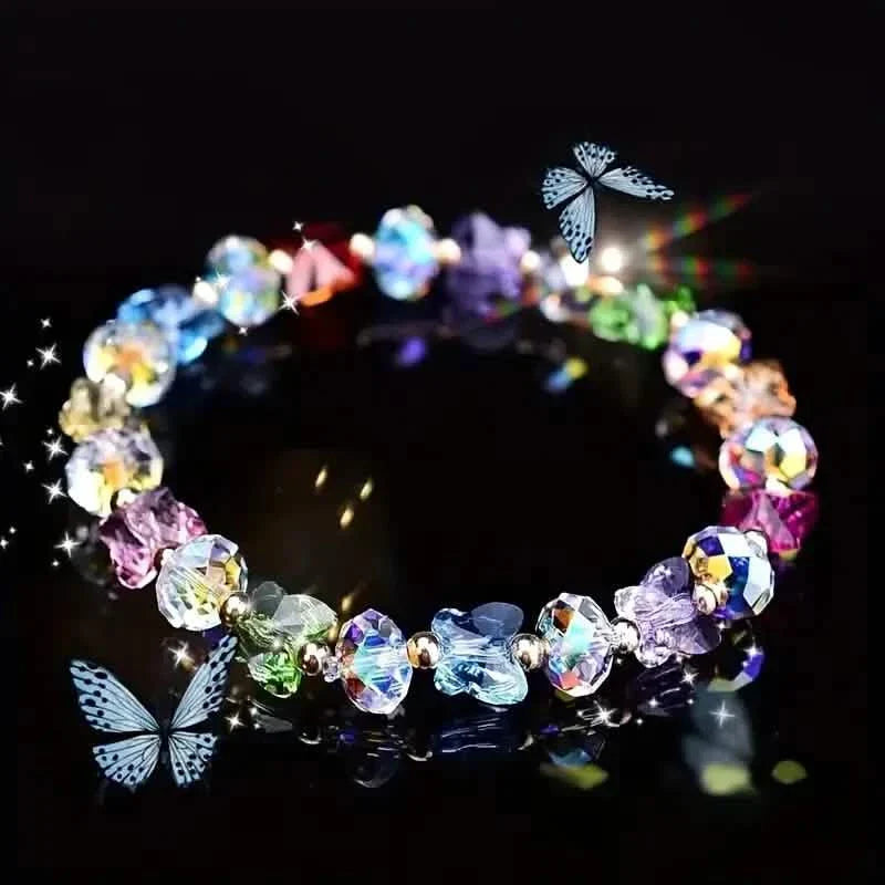 Butterfly-Shaped Artificial Crystal Beaded Charm Bracelet DailySale