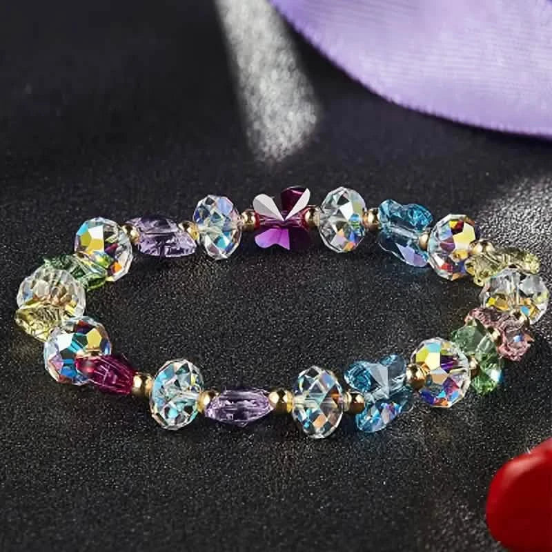 Butterfly-Shaped Artificial Crystal Beaded Charm Bracelet DailySale