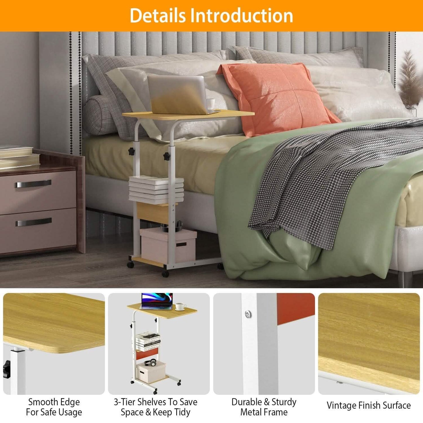 C Side Laptop Small Slim Snack Side Table DailySale