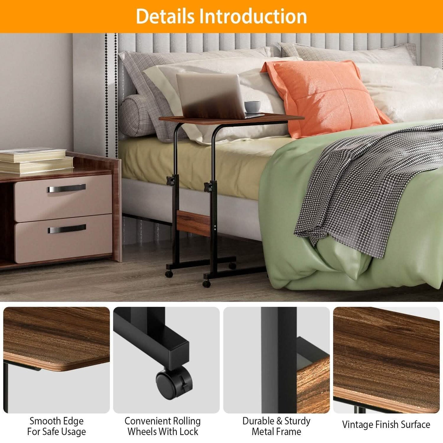 C Side Laptop Small Slim Snack Side Table DailySale