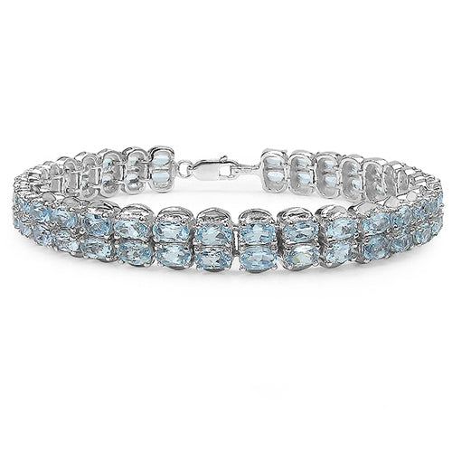 18.00 Carat Genuine Blue Topaz .925 Sterling Silver Bracelet Bids.com