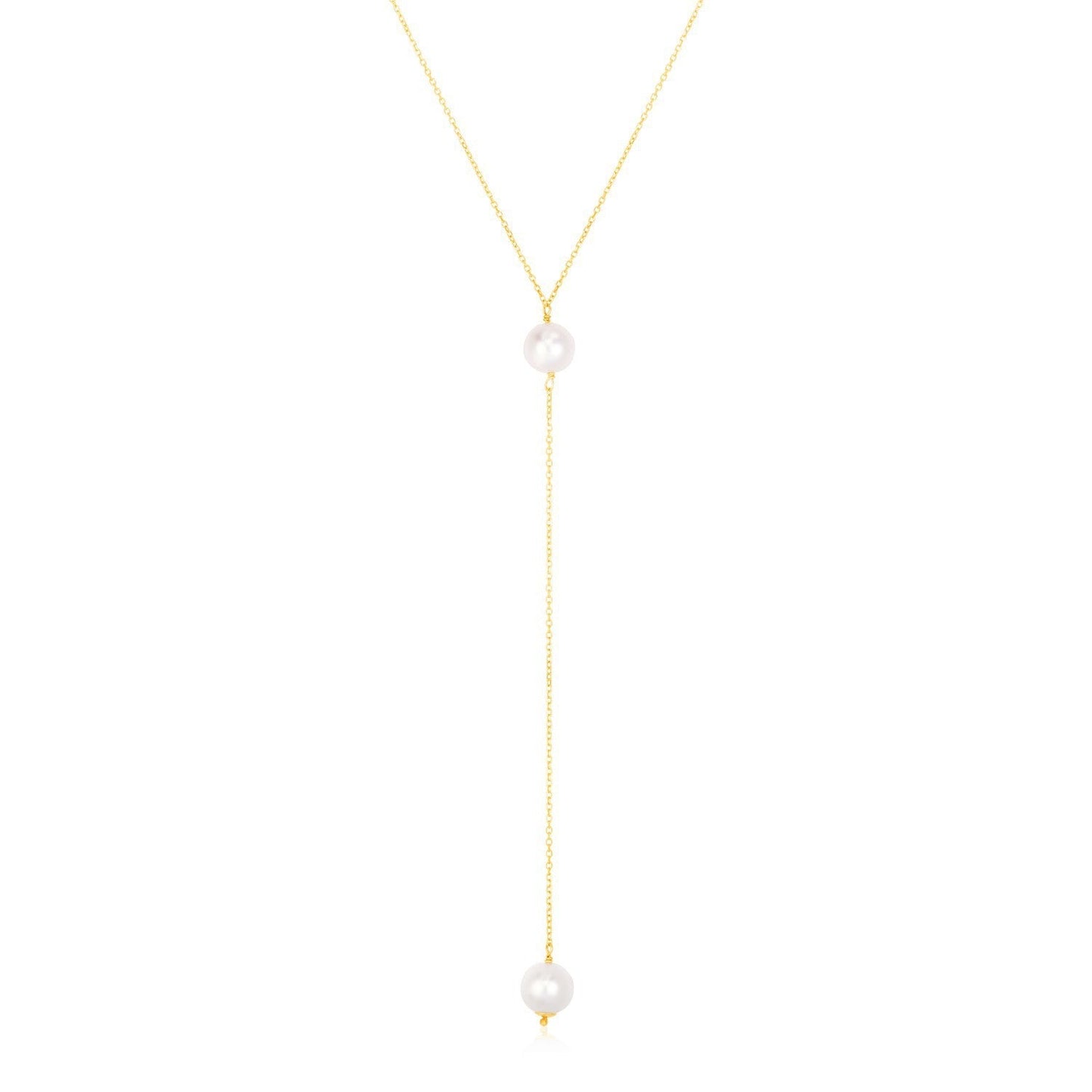 14k Yellow Gold Lariat Necklace with Pearls Bids.com