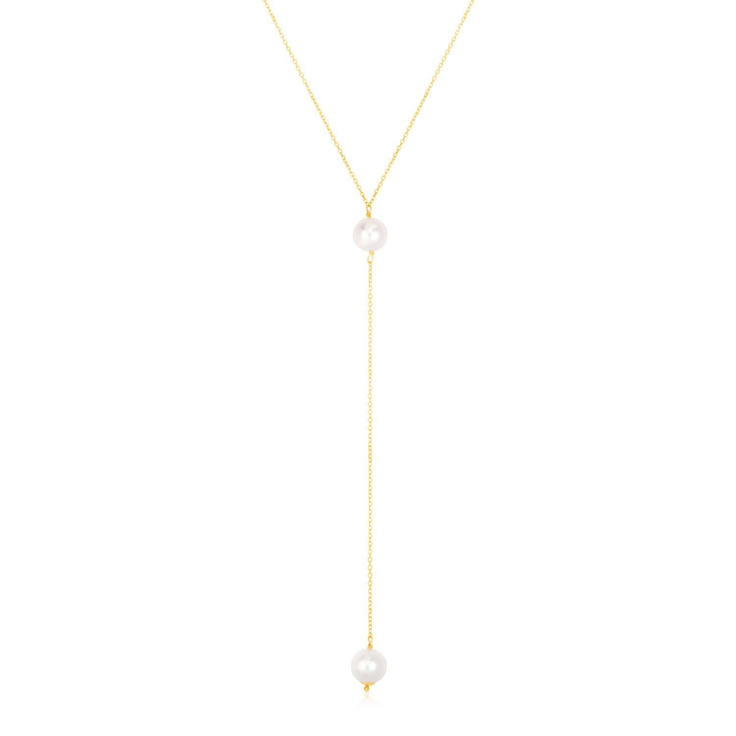 14k Yellow Gold Lariat Necklace with Pearls Bids.com